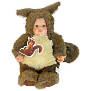 1998 Anne Geddes Baby Doll Brown Squirrel Plush 14 IN Stuffed Animal Vintage Toy